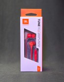 JBL T110 austiņas ar mikrofona funkciju un 3,5 mm ligzdu sarkanā krāsā