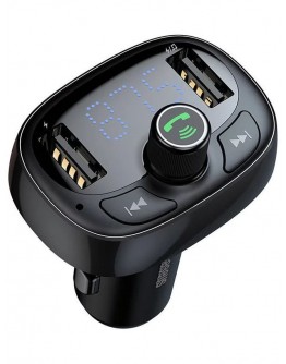 FM modulators Baseus S09 Bluetooth FM / MP3 Transmitter Car Charger 2x USB 3.4A + Micro SD Melns