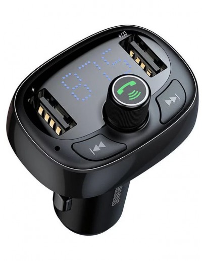FM modulators Baseus S09 Bluetooth FM / MP3 Transmitter Car Charger 2x USB 3.4A + Micro SD Melns