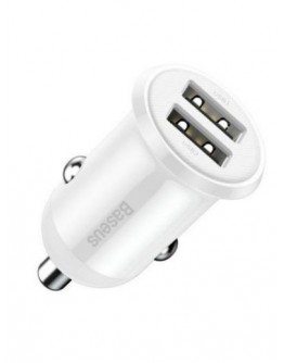 Auto lādētāji Baseus Grain Pro car charger 2x USB 4.8 A Balts
