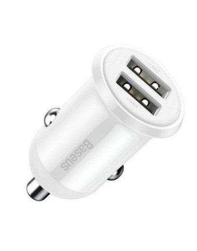 Auto lādētāji Baseus Grain Pro car charger 2x USB 4.8 A Balts
