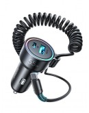 Auto lādētāji Joyroom Fast car charger 3 in 1 with USB Type C cable 1.5m 55W Melns