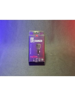 Maxlife Car charger Fast Charge 2.1A melns ir ātrās uzlādes automobiļu lādētājs, kas nodrošina līdz 2.1A uzlādes ātrumu