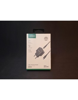 Adapteris Ugreen USB Type C lādētājs 25W Power Delivery + USB Type C kabelis 2m Melns