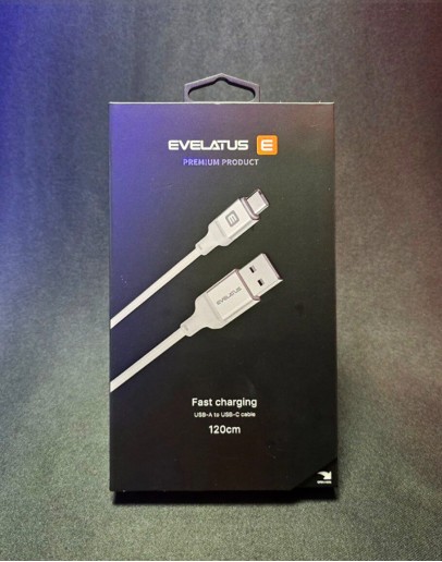 Kabelis Evelatus USB A to Lightning  (1.2M, MFI11CL, alumīnija korpuss, pītiem vadiem, balts)