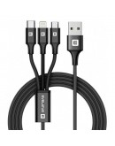 Evelatus 3in1 datu kabelis (Lightning, Type-C, Micro USB) LTM01, melns